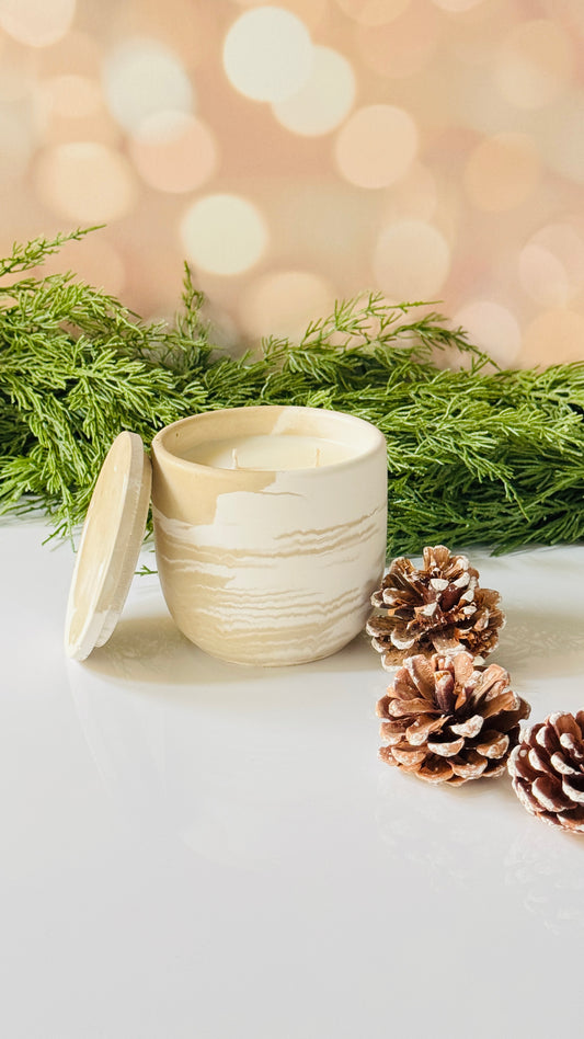 Taupe/ White - Concrete Candle (8oz)