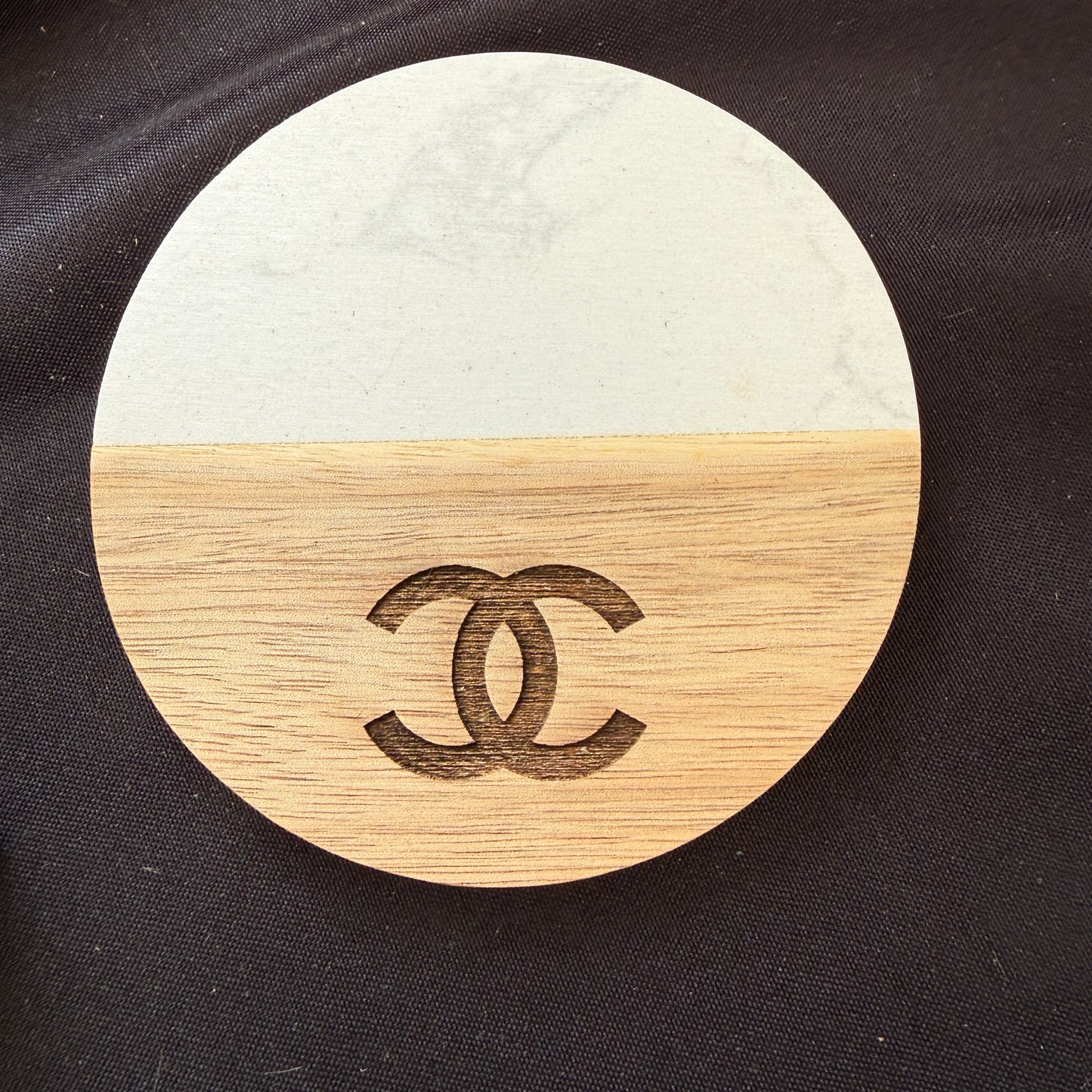 White Marble/ Acacia Wood Coasters (Set of 2)