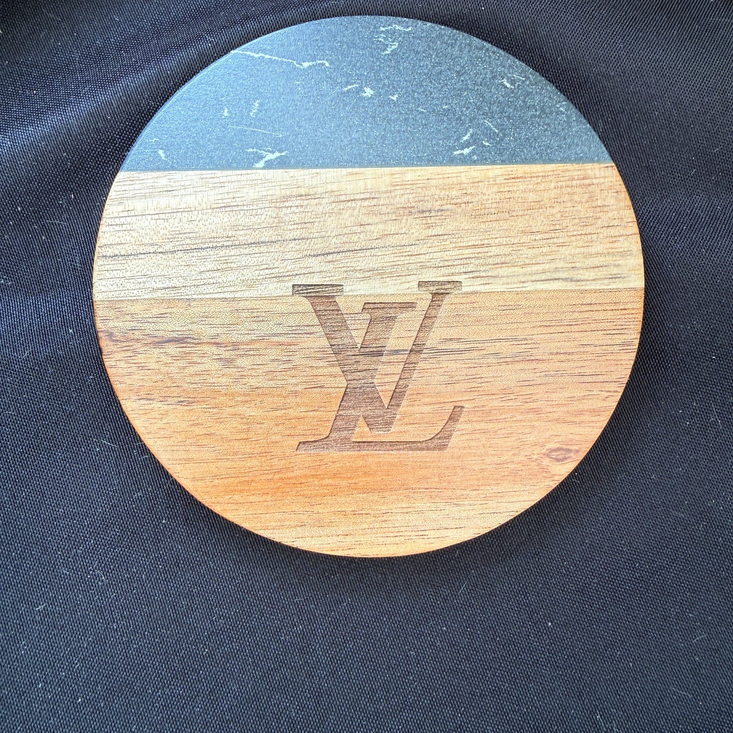 Black Marble/ Acacia Wood Coasters (Set of 2)