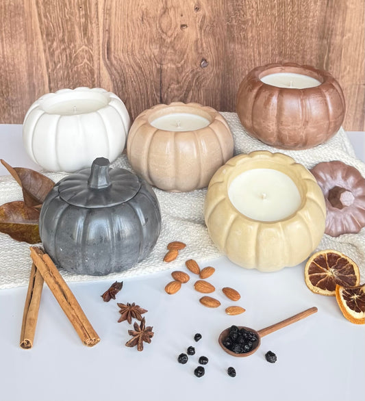 Concrete Pumpkin Candle