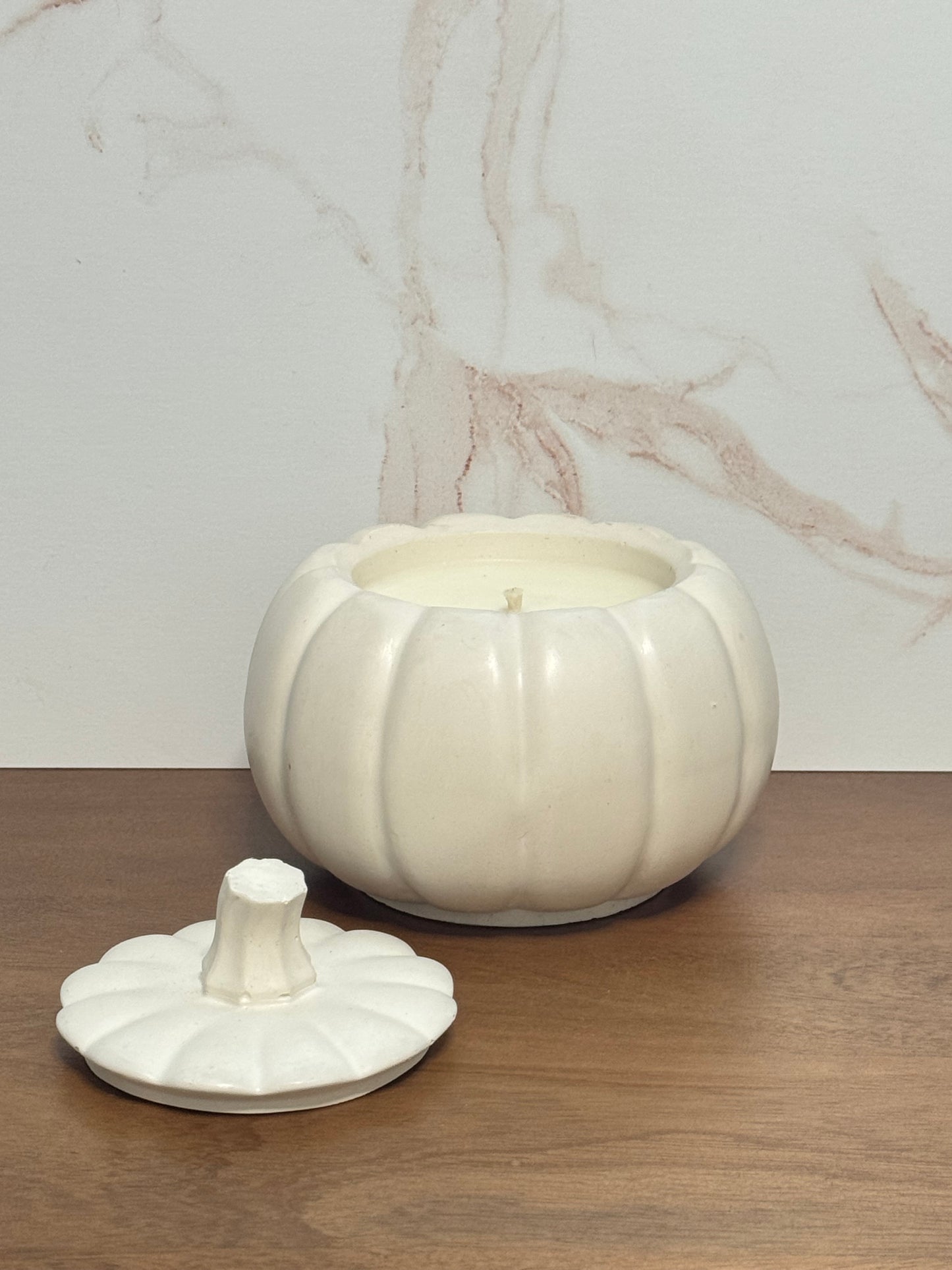 Concrete Pumpkin Candle