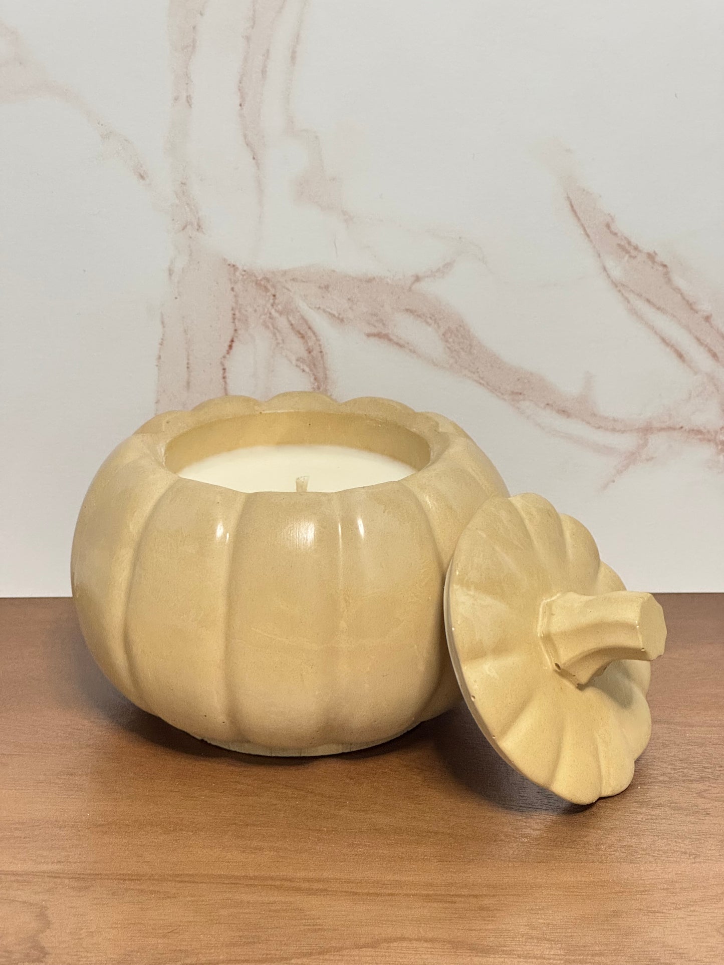 Concrete Pumpkin Candle