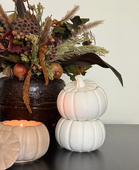 Concrete Pumpkin Candle